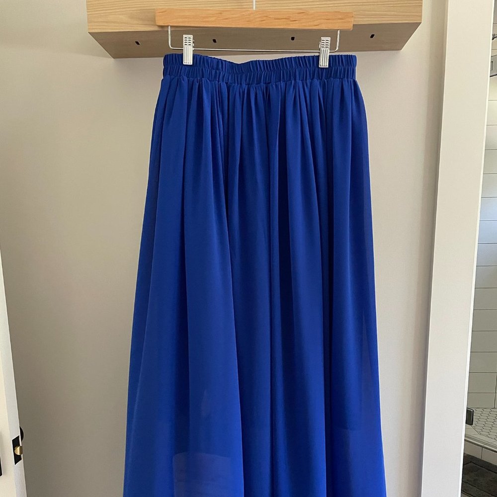 Blue Chiffon Like Maxi Skirt Electric Blue Royal NWT L/XL